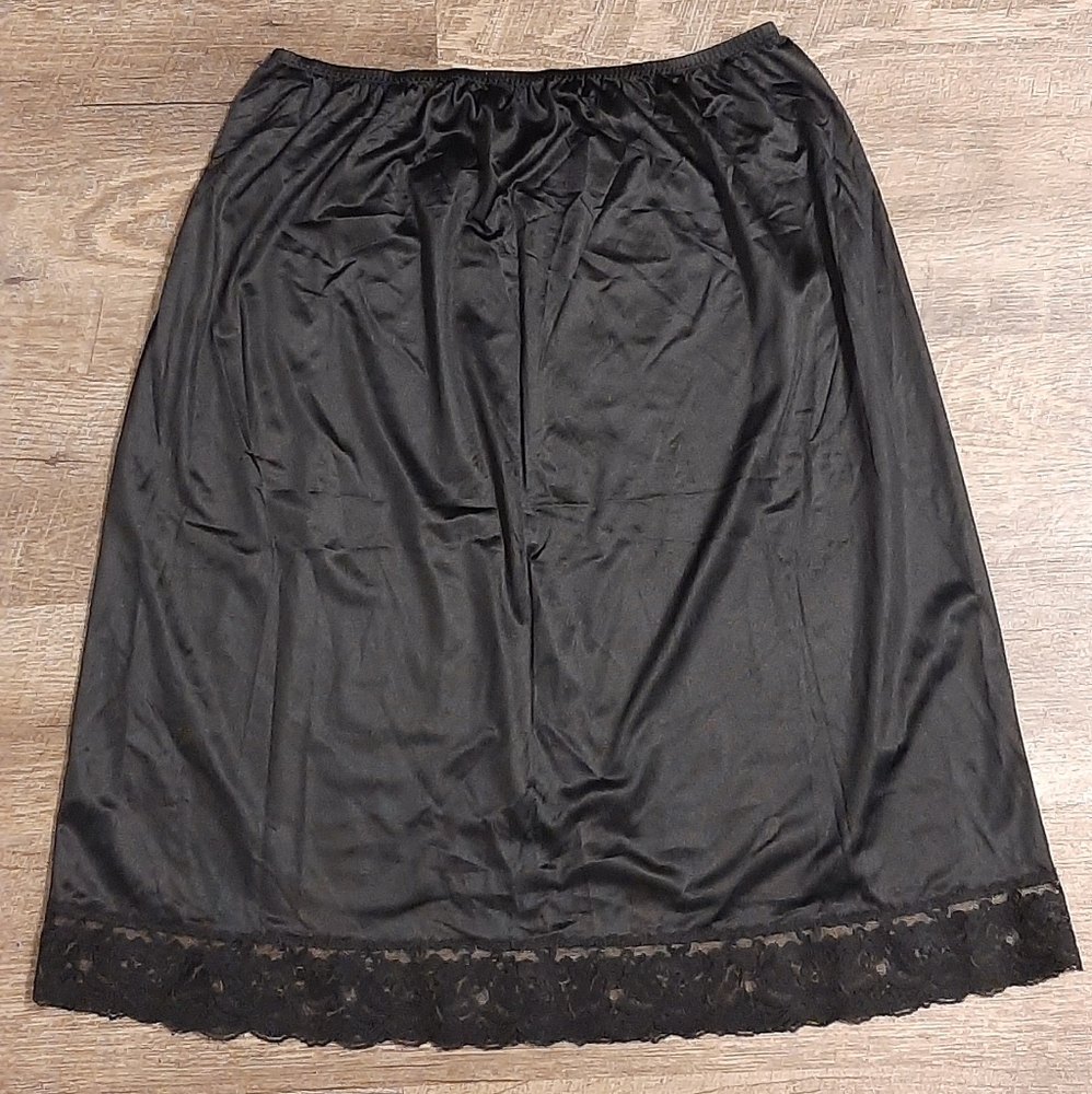 Vintage French Maid Black Lace Trimmed Nylon Half Slip Women's Size L Canada